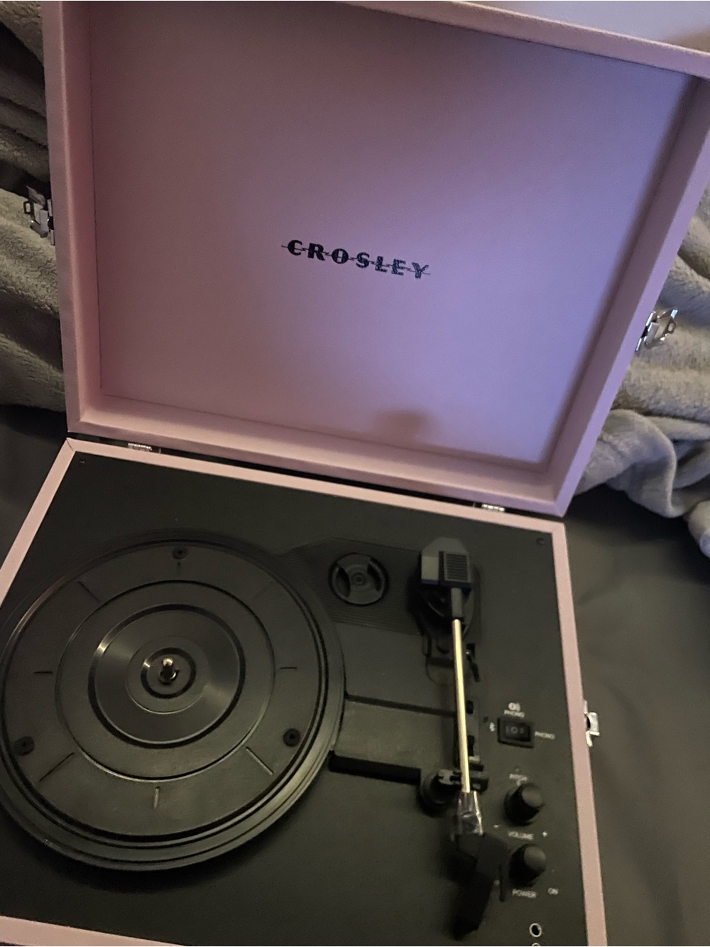 Crosley Light Pink Portable Turntable with Black Platter